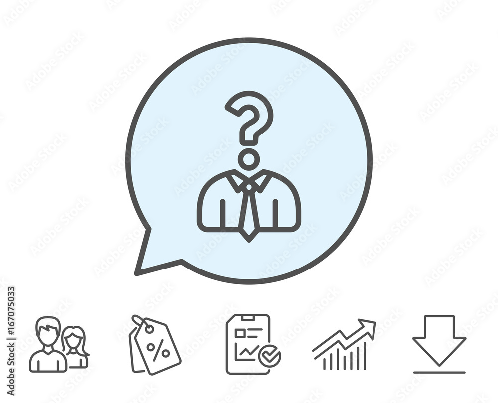 Business head hunting line icon. Question sign. Business head hunting line icon. Question sign.