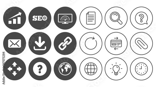 Internet, seo icons. Bandwidth speed sign.
