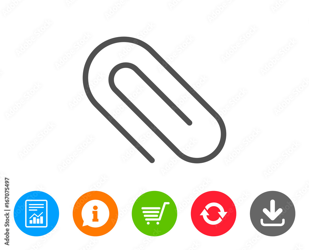 Attach line icon. Attachment paper clip sign. Attach line icon. Attachment paper clip sign.