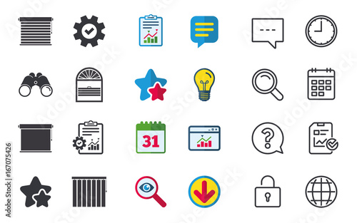 Louvers icons. Plisse, vertical and rolls.