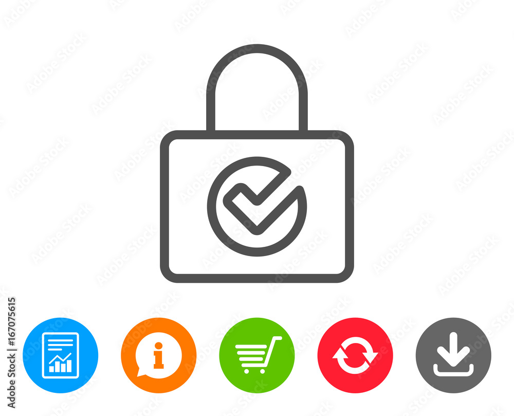 Lock with Check line icon. Private locker sign. Lock with Check line icon. Private locker sign.