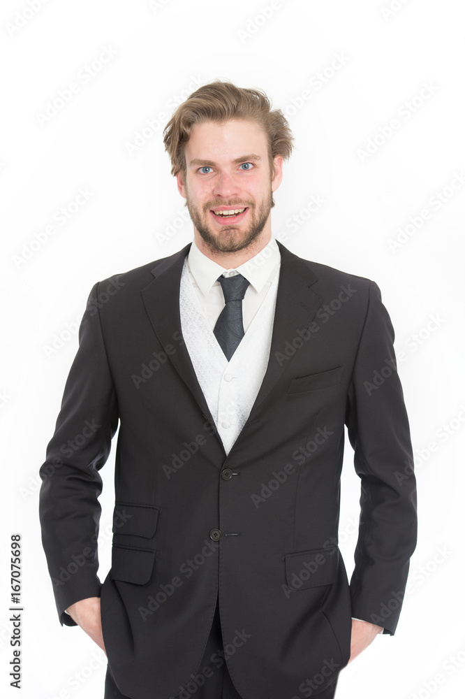 businessman in black formal outfit with happy face businessman in black formal outfit with happy face