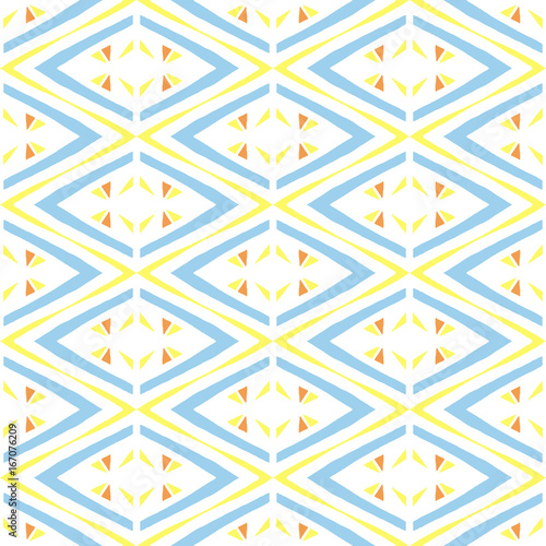 Summer tribal pattern vector seamless. Colorful ornament texture. Bright background print for african fabric, wallpaper, blanket, wrapping paper and boho card template.