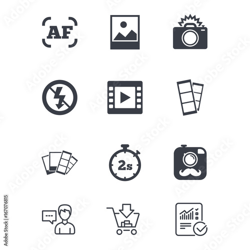 Photo, video icons. Camera, photos and frame.