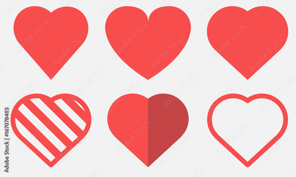 Red Hearts set. Vector. Red Hearts set. Vector.