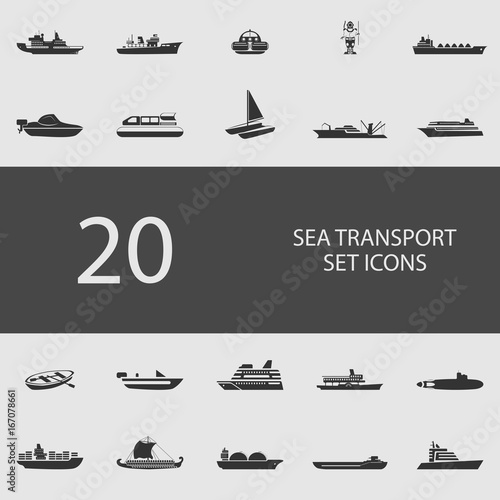 Sea transport set of flat icons. Vector illustration
