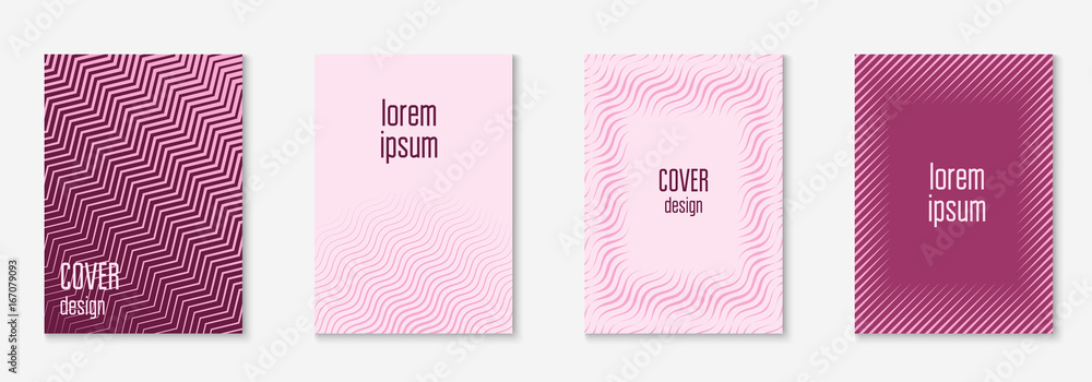 Naklejka premium Minimal trendy covers. Vector halftone gradients. Geometric future template for flyer, poster, brochure and invitation. Minimalistic colorful cover. Set of EPS 10 illustration.
