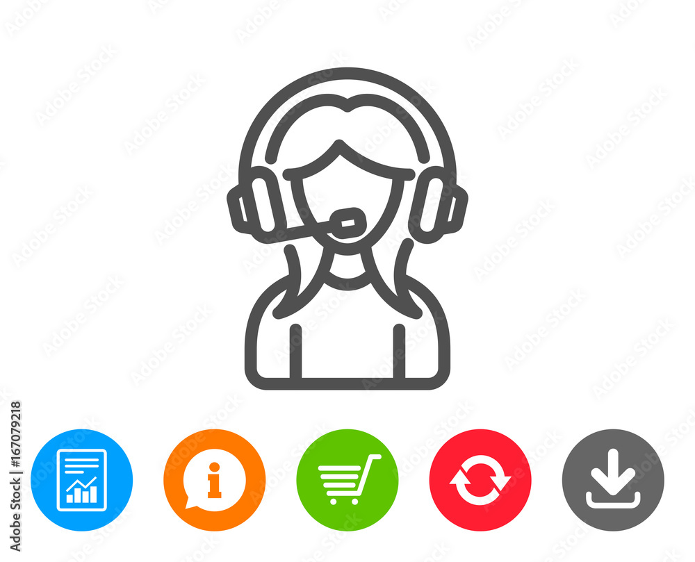 User Support line icon. Female Profile sign. User Support line icon. Female Profile sign.