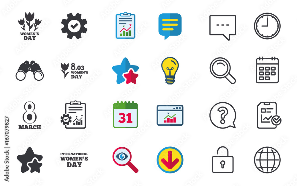 8 March Women's Day icons. Bouquet of flowers. 8 March Women's Day icons. Bouquet of flowers.
