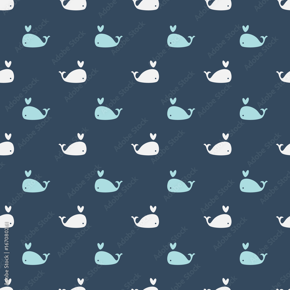 Whales Seamless pattern on blue background vector illustration. Sea pattern, Kids pattern for print, textile, wrapping, wallpapers, web background, cover, banner, flyer. Whales Seamless pattern on blue background vector illustration. Sea pattern, Kids pattern for print, textile, wrapping, wallpapers, web background, cover, banner, flyer.