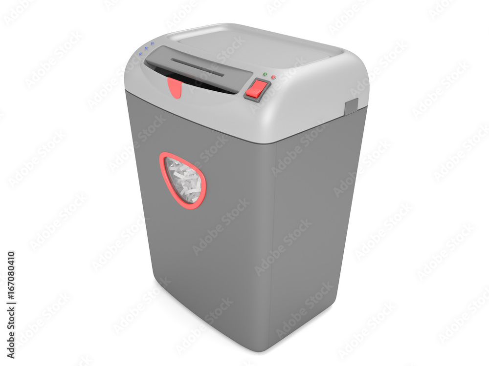 3d render isolated on white background black red shredder. 3d render isolated on white background black red shredder.