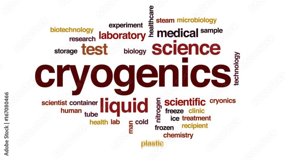 Cryogenics animated word cloud, text design animation. Cryogenics animated word cloud, text design animation.