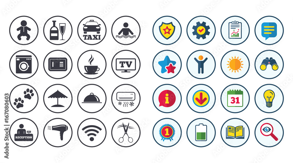 Set of Hotel services and Apartment icons. Set of Hotel services and Apartment icons.