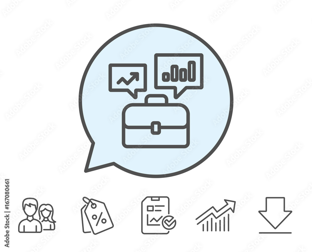 Business portfolio with Growth charts line icon. Business portfolio with Growth charts line icon.