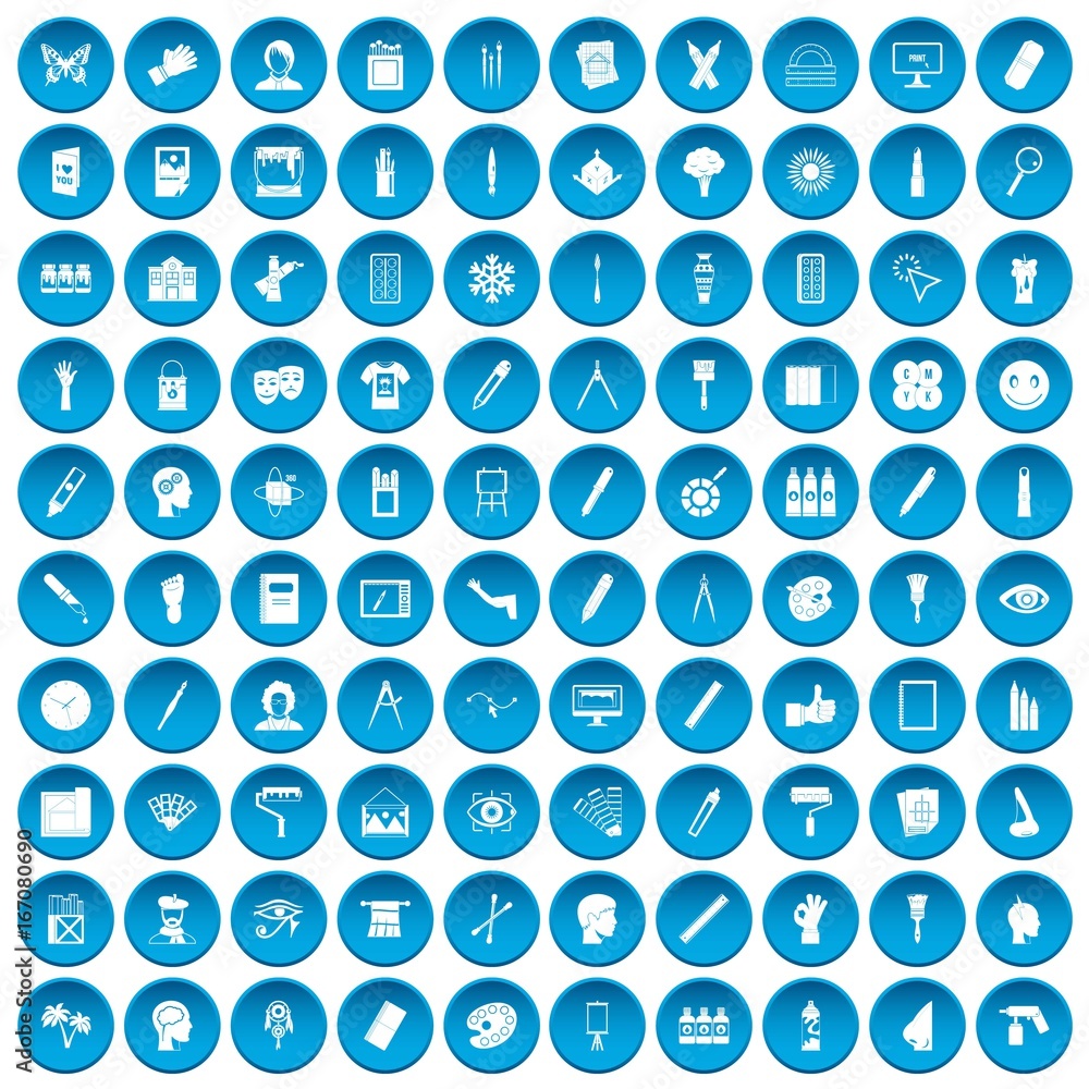 100 paint icons set blue 100 paint icons set blue