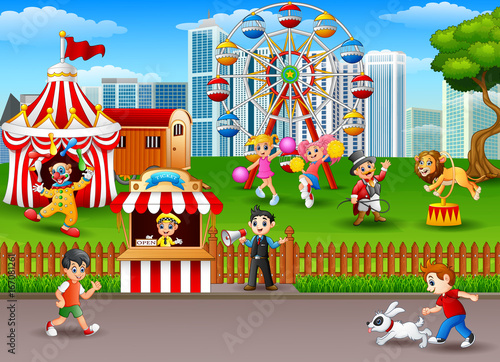 People having fun at the amusement park