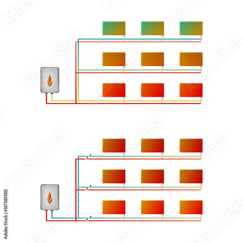Thermal imaging heating system vector illustration.