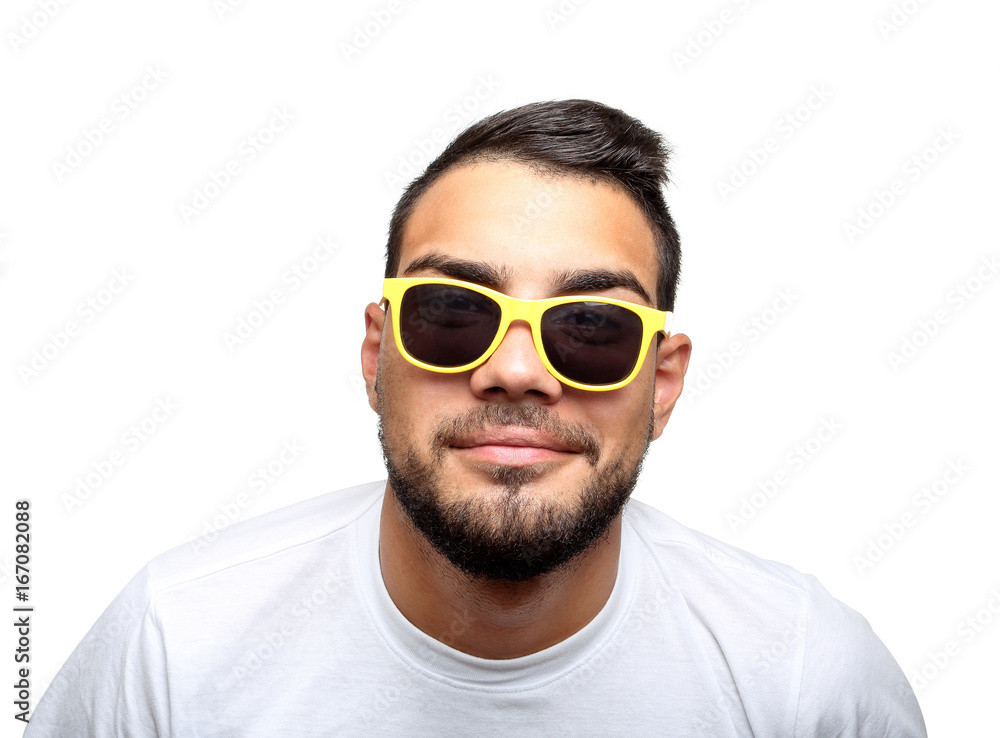 Young man portrait on white