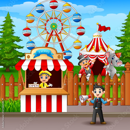 People working at the amusement park