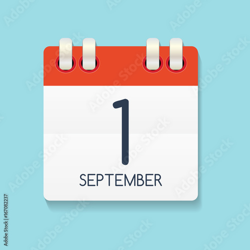 Flat Calendar Icon of 1 September. Vector Illustration
