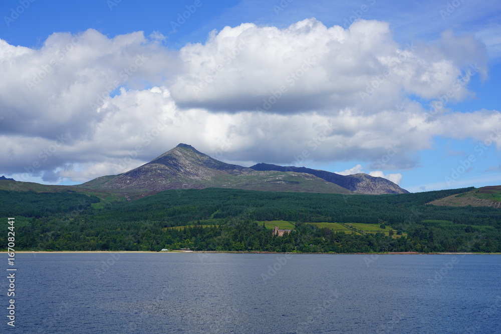 View of the Isle of Arran in Scotland from the water View of the Isle of Arran in Scotland from the water