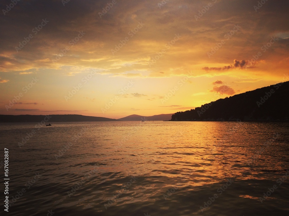Sunset in Hvar Island in Croatia