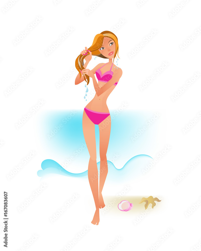 Girl in bikini, traveling summer in vacation, relaxing on sea. Girl in bikini, traveling summer in vacation, relaxing on sea.