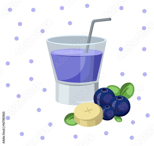 Vintage Blackberry Smoothie Cocktail Vector background illustration
