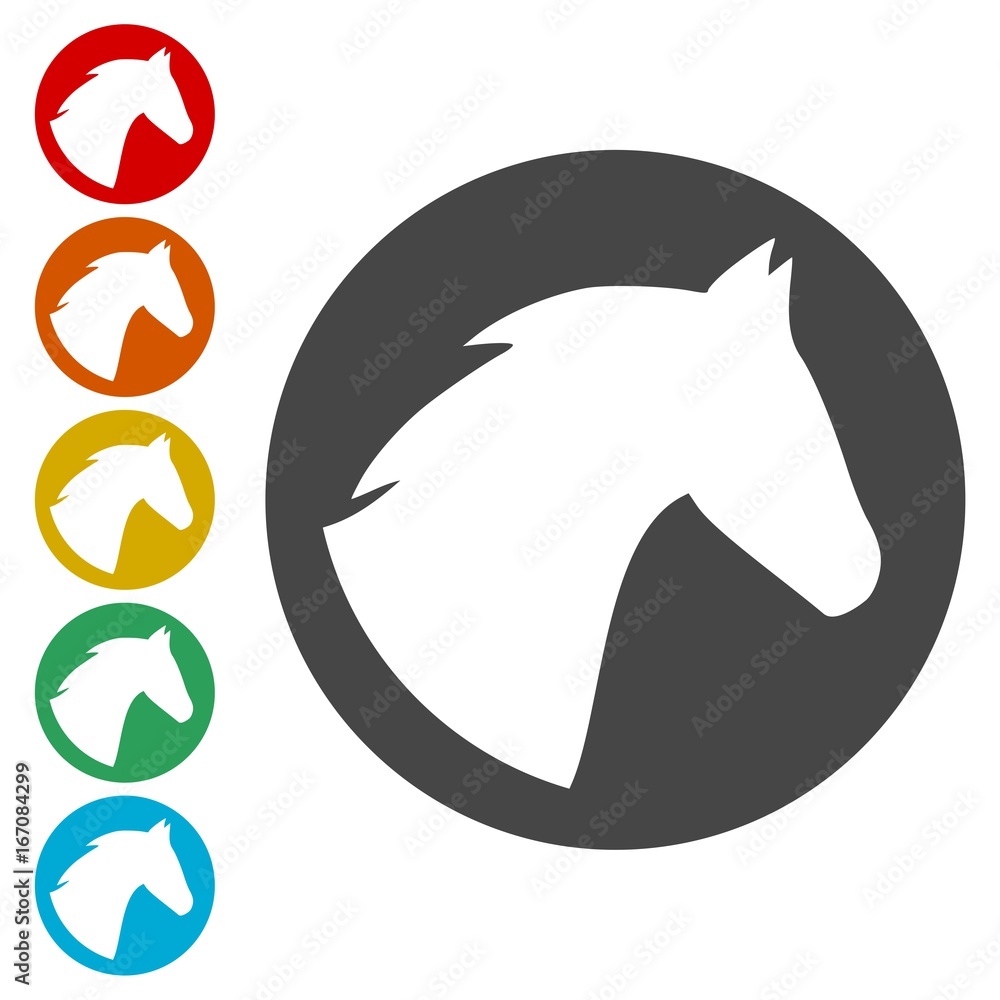 Vector illustration of horse head icons set Vector illustration of horse head icons set