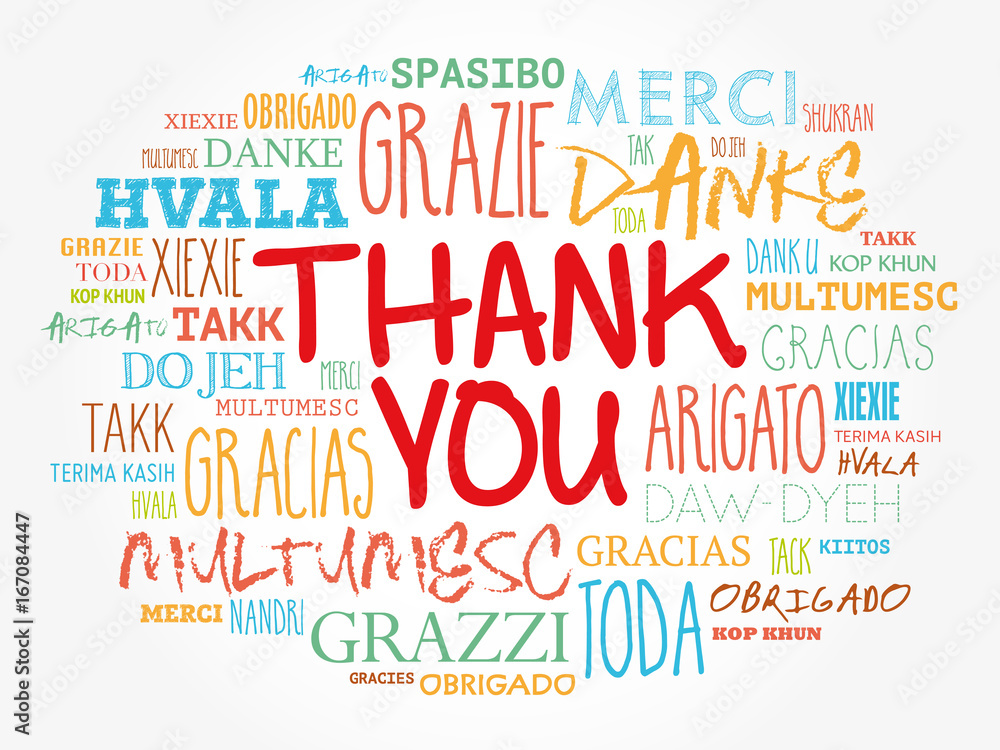 Thank You word cloud in different languages, concept background Thank You word cloud in different languages, concept background