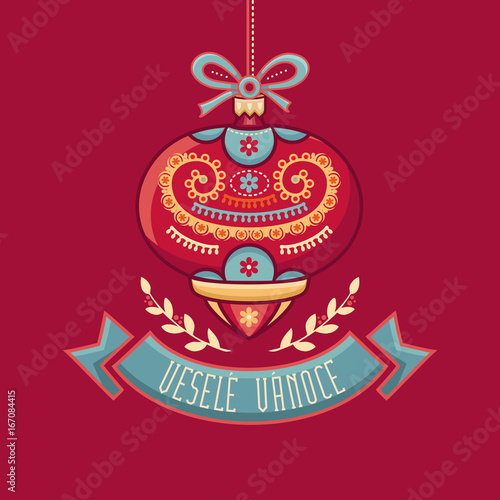 Czech language. Vesele Vanoce. Christmas message. 