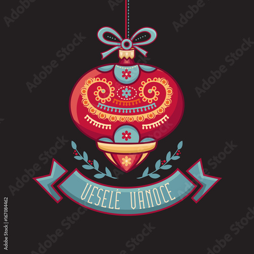 Czech language. Vesele Vanoce. Christmas message. 