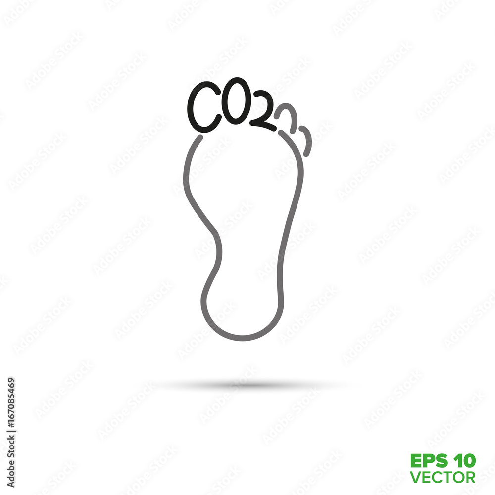 Carbon Footprint Vector Icon. Foot with CO2 symbol as toes. Carbon Footprint Vector Icon. Foot with CO2 symbol as toes.