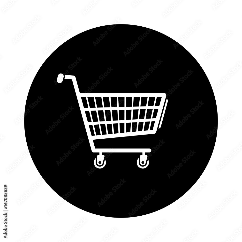 Shopping cart circle icon. Black, round, minimalist icon isolated on white  background. Shopping cart simple silhouette. Web site page and mobile app  design vector element. Stock Vector | Adobe Stock