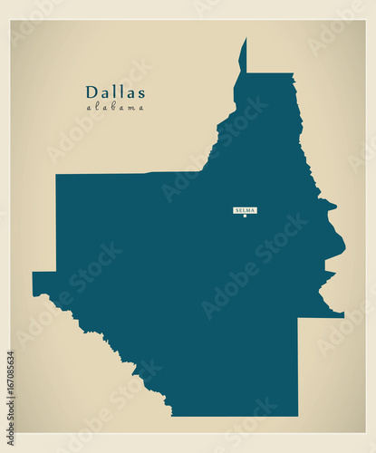Modern Map - Dallas Alabama county USA illustration