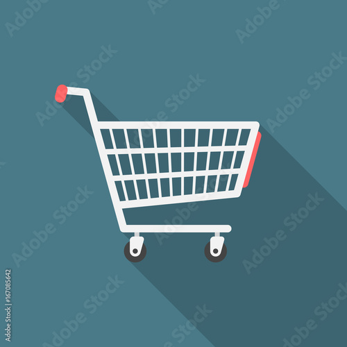 Photo Shopping cart icon with long shadow