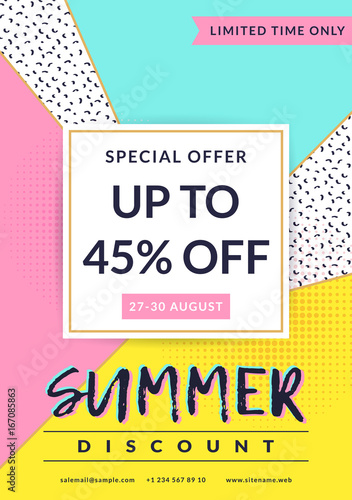 Summer discount. Vector flyer template.