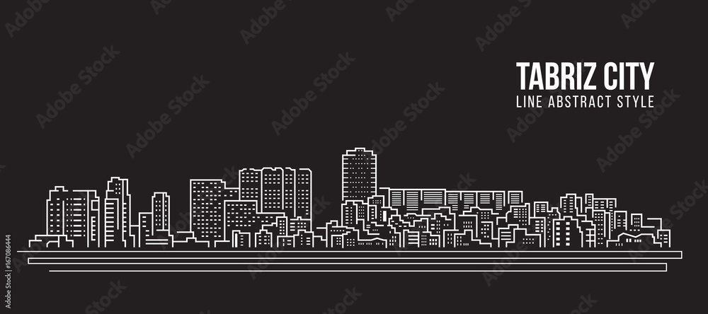 Cityscape Building Line art Vector Illustration design - Tabriz city
