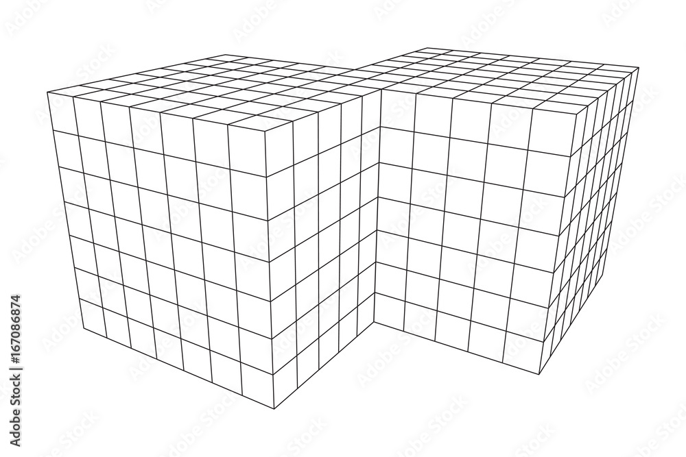 Wireframe Mesh Doubled Box. Connection Structure. Digital Data Visualization Concept. Vector Illustration. Wireframe Mesh Doubled Box. Connection Structure. Digital Data Visualization Concept. Vector Illustration.