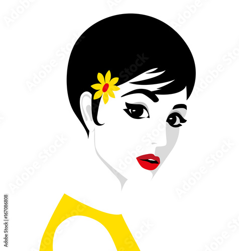 Beautiful girl with flower in her hair
