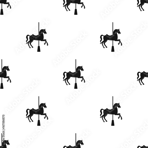 Carousel for children. Horse on the pole for riding.Amusement park single icon in black style vector symbol stock illustration.