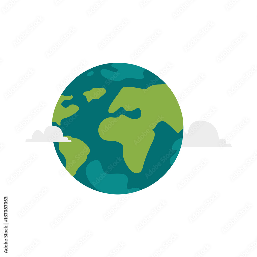 Vector cartoon flat globe illustration isolated on a white