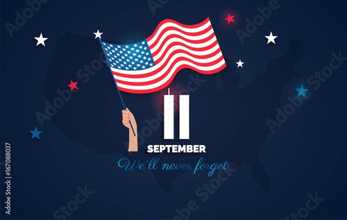 Patriot day poster. We will never forget 11 september.  Vector  illustration