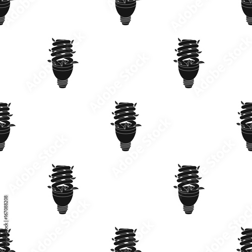 Ecological fluorescent lamp icon in black style isolated on white background. Bio and ecology symbol stock vector illustration.