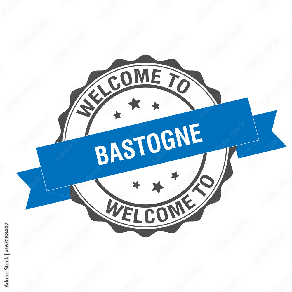 Fototapeta premium Welcome to Bastogne stamp illustration