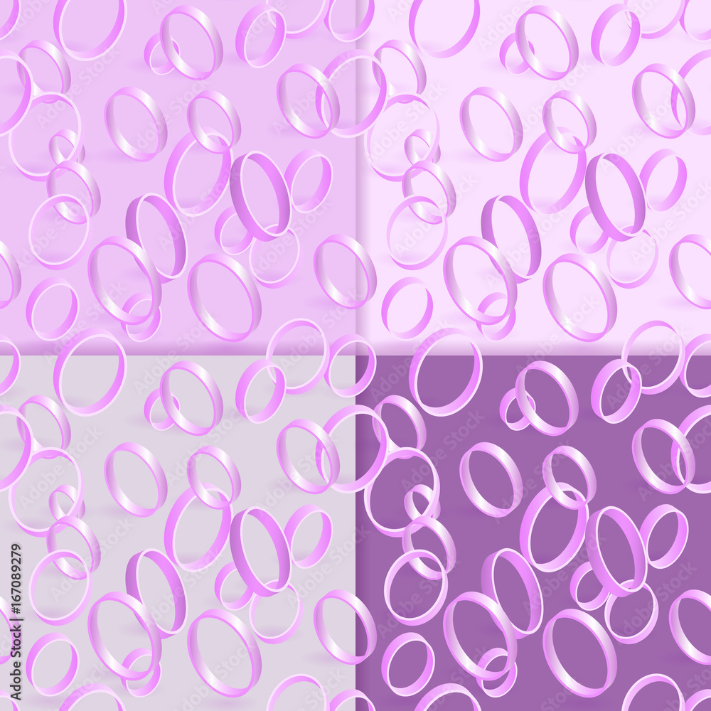 Seamless pattern with circles in four variations of background. Vector illustration