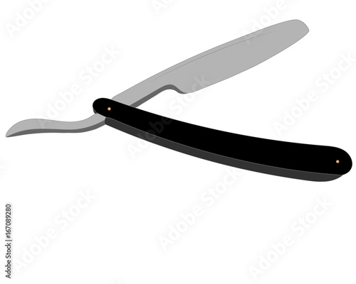 Cut throat razor with blade open 