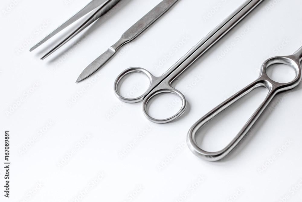 instruments for plastic surgery on white background instruments for plastic surgery on white background