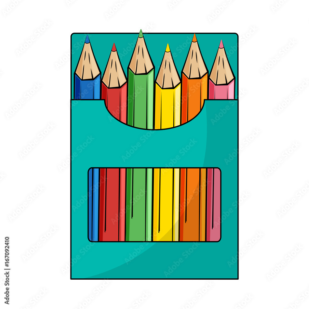 Boîte de crayons de couleur Stock Vector | Adobe Stock