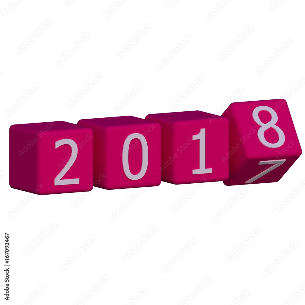 3D object render cubic New Year 2018 background 3D object render cubic New Year 2018 background